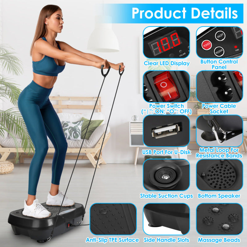 Whole body vibration plate exercise machine 120 speeds - PeakForm