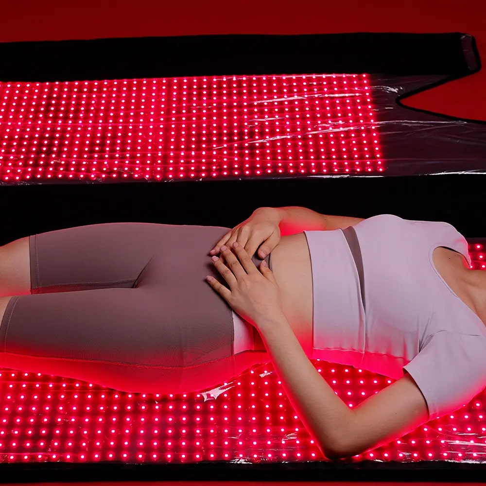 Red light therapy pod LED interior close up - PeakForm